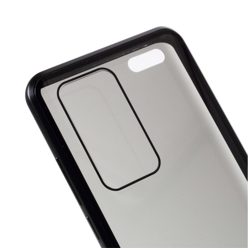 Case Kuoret Huawei P40 Pro Punainen Musta Puhelinkuoret Metallireunat Ja Kaksinkertainen Karkaistu Lasi