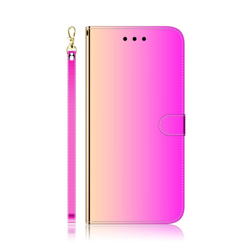 Flip Case Huawei P40 Pro Magenta Musta Keinonahkainen Peilin Suojus