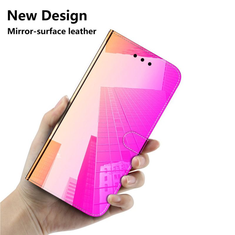 Flip Case Huawei P40 Pro Magenta Musta Keinonahkainen Peilin Suojus