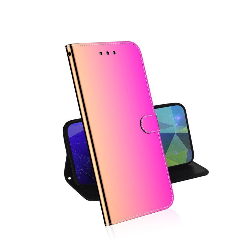 Flip Case Huawei P40 Pro Magenta Musta Keinonahkainen Peilin Suojus