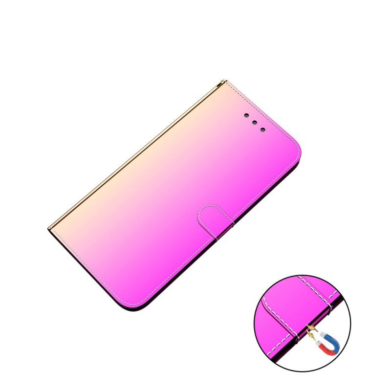 Flip Case Huawei P40 Pro Magenta Musta Keinonahkainen Peilin Suojus