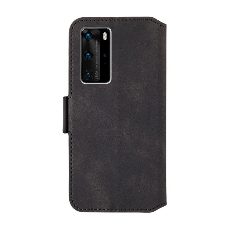 Flip Case Huawei P40 Pro Punainen Musta Kaksisävyinen Pystyviiva