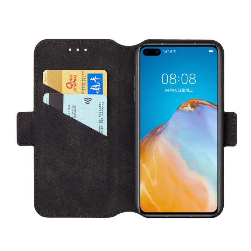 Flip Case Huawei P40 Pro Punainen Musta Kaksisävyinen Pystyviiva