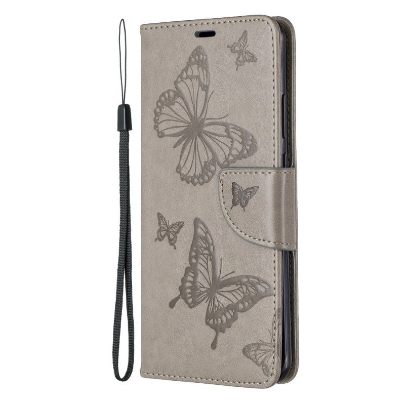 Flip Case Huawei P40 Pro Ruusukulta Syaani Perhoset Ja Vino Läppä