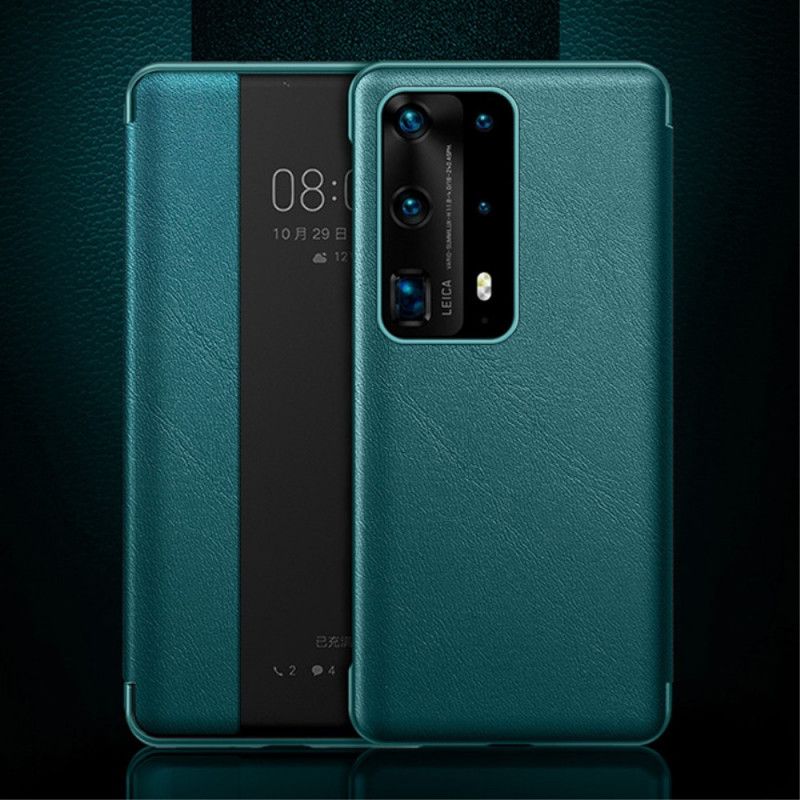 Katselukansi Huawei P40 Pro Violetti Musta Nahkaefekti