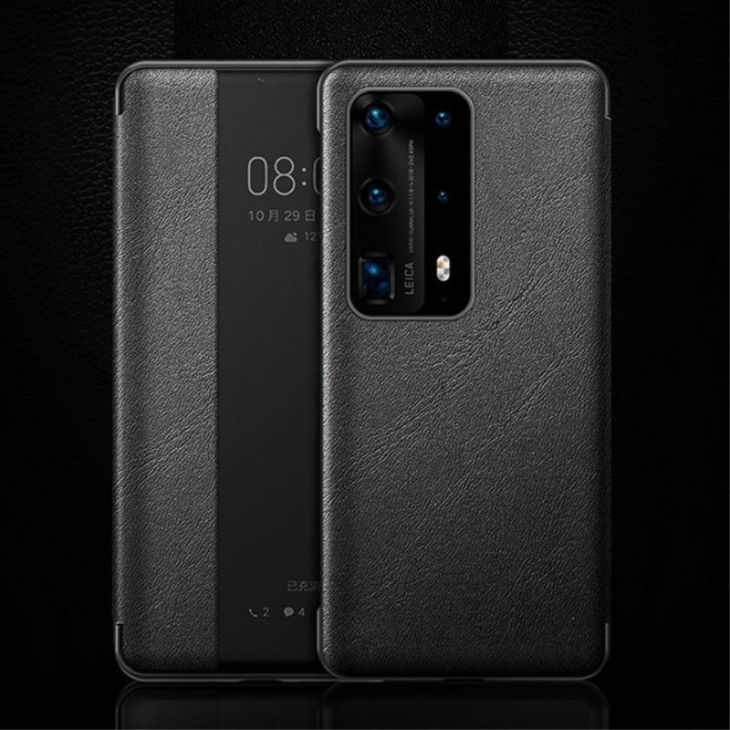 Katselukansi Huawei P40 Pro Violetti Musta Nahkaefekti