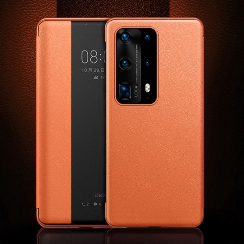 Katselukansi Huawei P40 Pro Violetti Musta Nahkaefekti