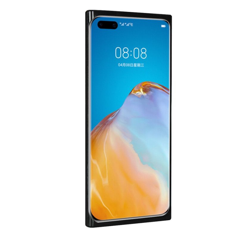 Kuori Huawei P40 Pro Harmaa Musta Aitoa Litsi Nahkaa Hihnalla Suojakuori