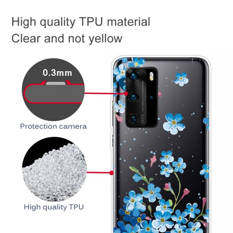 Kuori Huawei P40 Pro Kimppu Sinisiä Kukkia Suojakuori