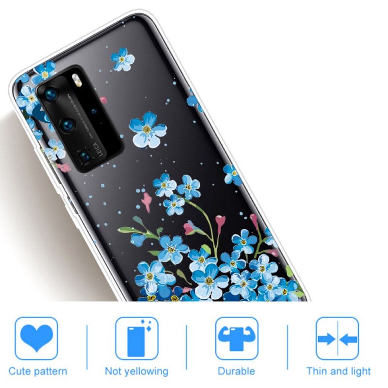 Kuori Huawei P40 Pro Kimppu Sinisiä Kukkia Suojakuori