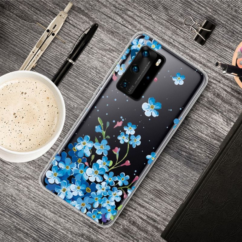 Kuori Huawei P40 Pro Kimppu Sinisiä Kukkia Suojakuori