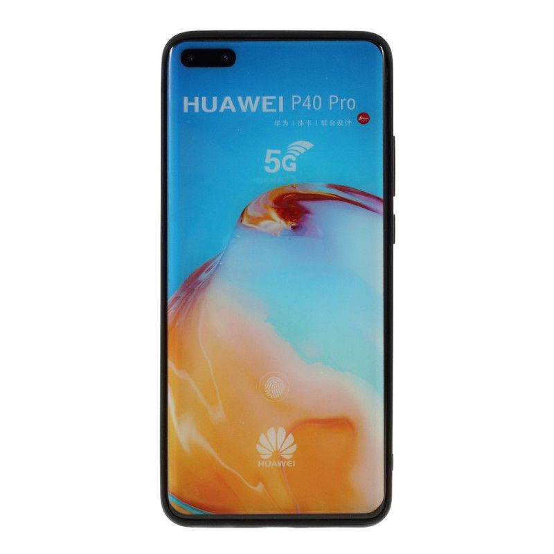 Kuori Huawei P40 Pro Oranssi Musta X-Tason Nahkatyyli