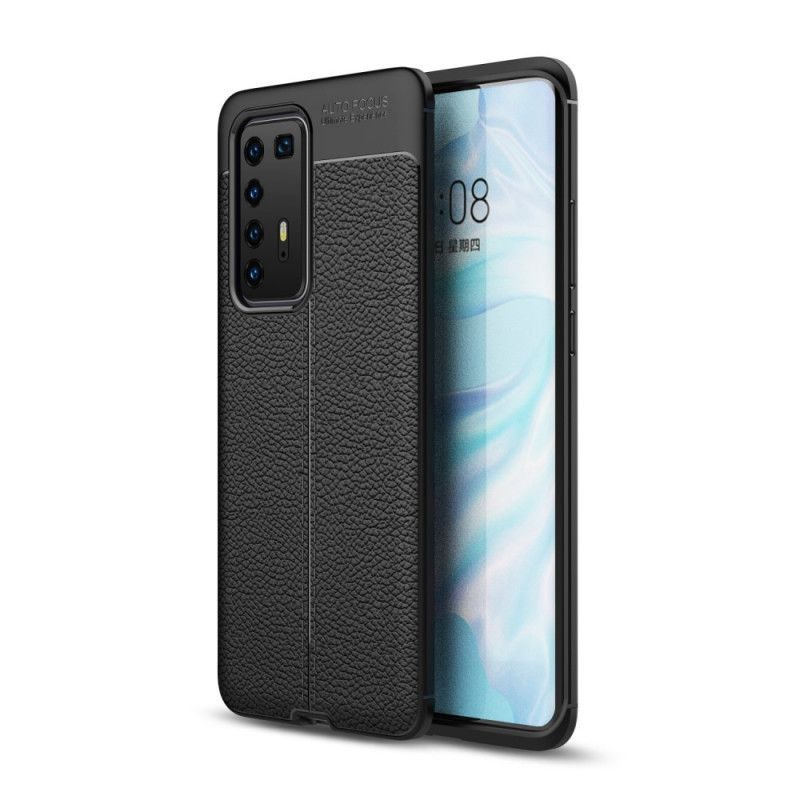 Kuori Huawei P40 Pro Punainen Musta Kaksilinjainen Litsi Nahkaa