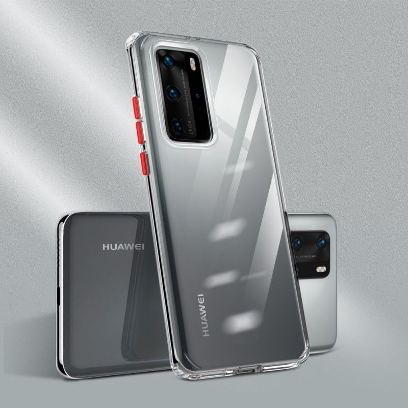 Kuori Huawei P40 Pro Punainen Musta Läpinäkyvät Värilliset Napit Suojakuori