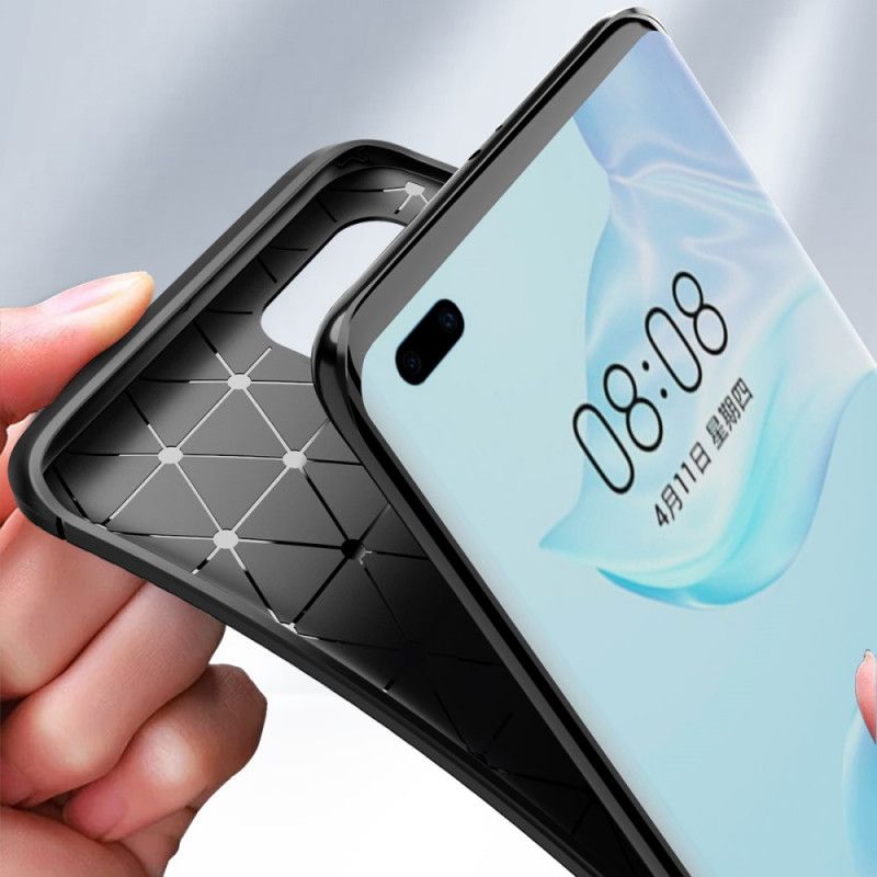 Kuori Huawei P40 Pro Tummansininen Musta Joustava Hiilikuiturakenne Suojakuori