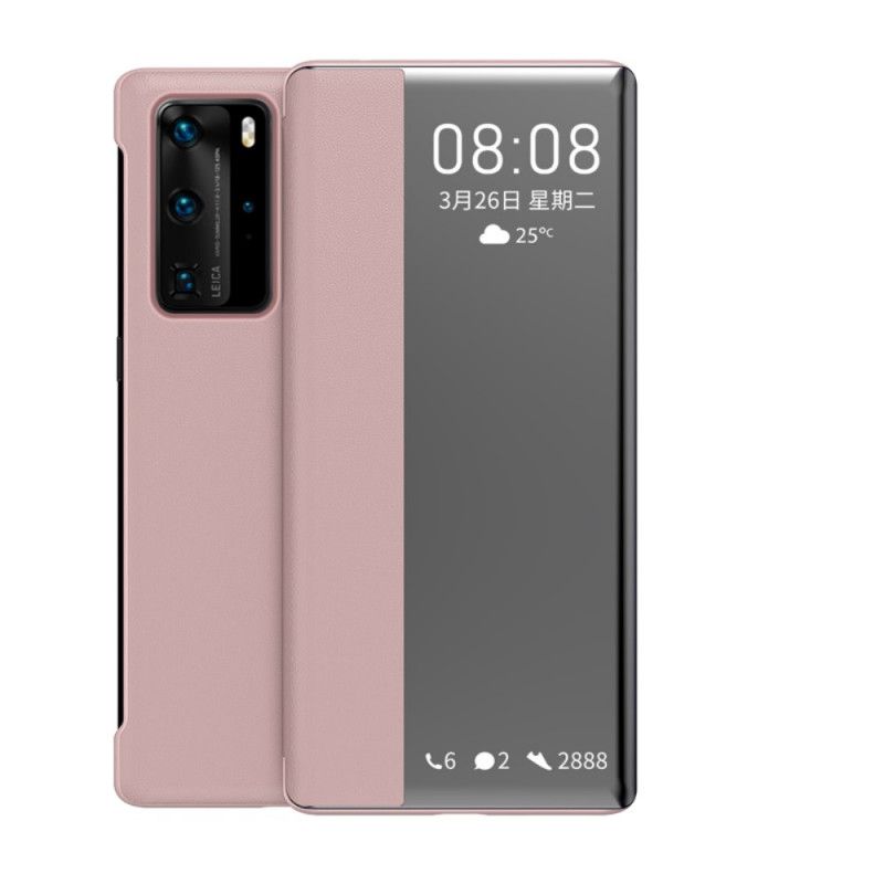 Näkymä Kansi Huawei P40 Pro Tummansininen Musta Kuvioitu Tekonahka