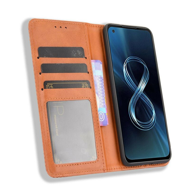 Nahkakuori Flip Kotelot Asus Zenfone 8 Puhelinkuoret Tyylitelty Vintage-nahkaefekti