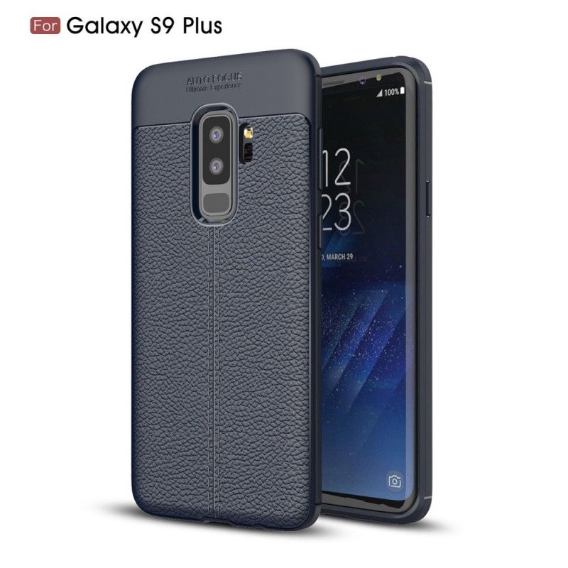 Kuori Samsung Galaxy S9 Plus Harmaa Musta Kaksilinjainen Litsi Nahkainen Vaikutus Suojakuori