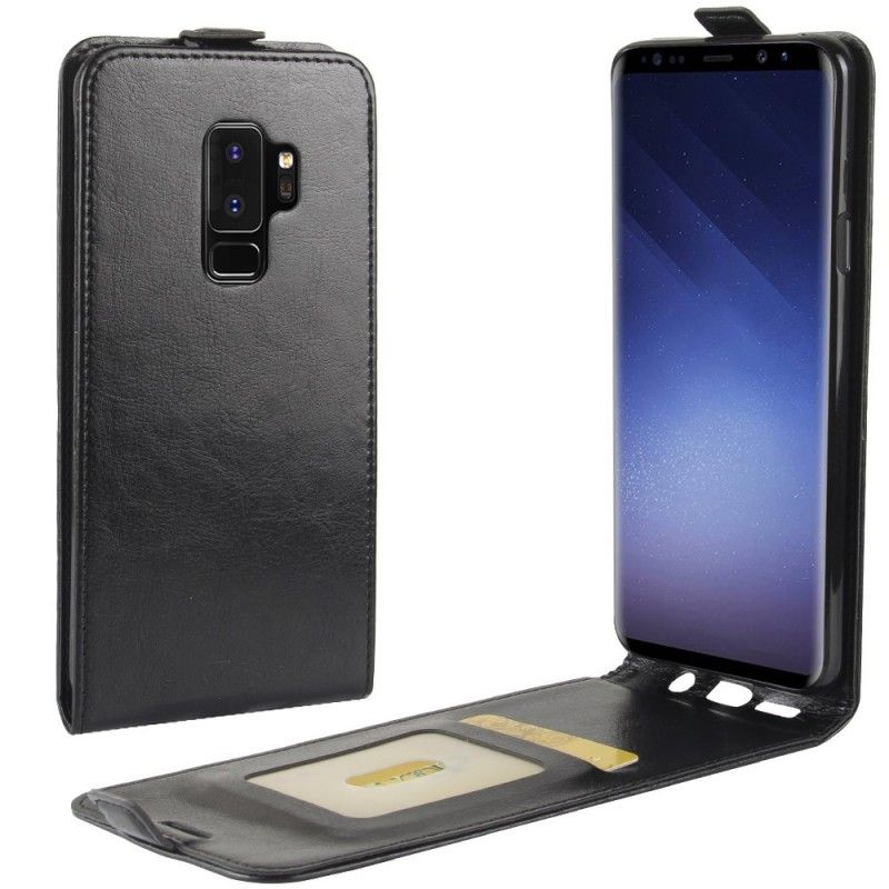 Nahkakotelo Samsung Galaxy S9 Plus Musta Puhelinkuoret Taitettava Nahkaefekti