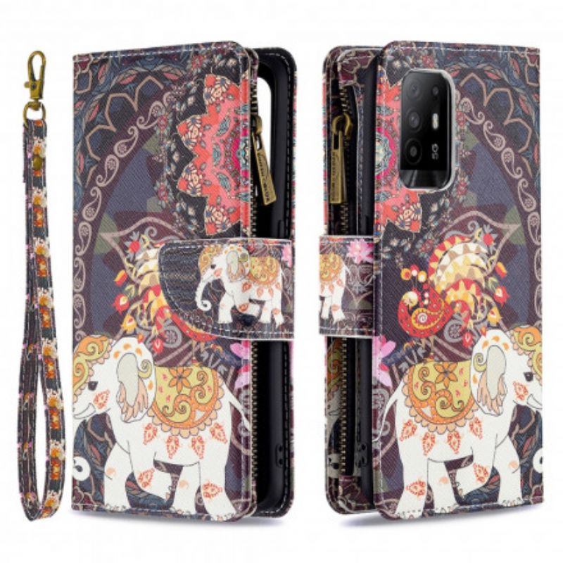 Flip Kotelot Oppo A94 5g Elephant-vetoketjullinen Tasku Suojakuori