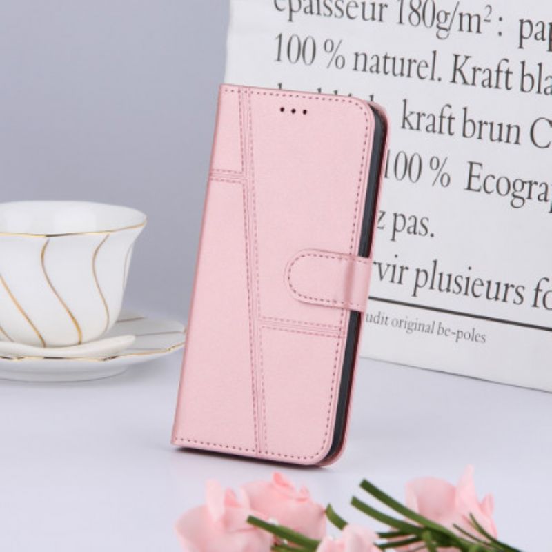 Flip Kotelot Oppo A94 5g Geo Leather Effect Strappy Suojakuori