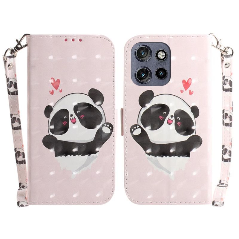 Kotelot Motorola Edge 50 Neo Puhelinkuoret Panda Love Hihnalla