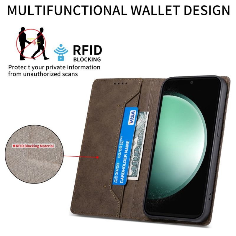 Nahkakotelo Samsung Galaxy S24 Fe Retroefektikotelo Rfid-estotekniikka