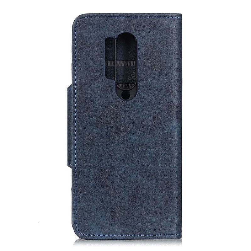 Flip Case OnePlus 8 Pro Tummansininen Musta Tekonahkainen Koristepainike