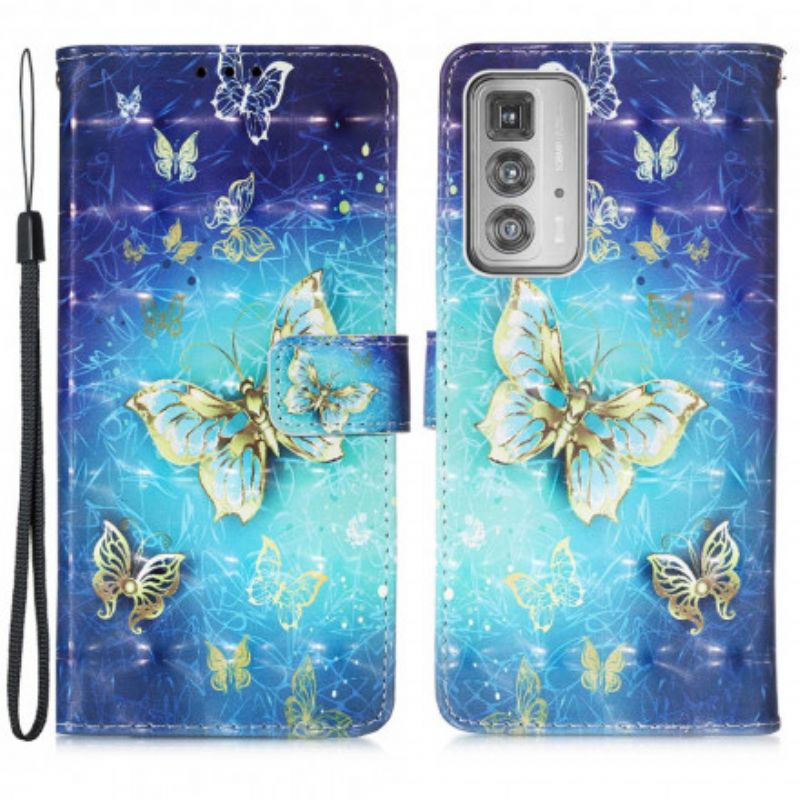 Flip Kotelot Motorola Edge 20 Pro 1001 Golden Strap Butterflies