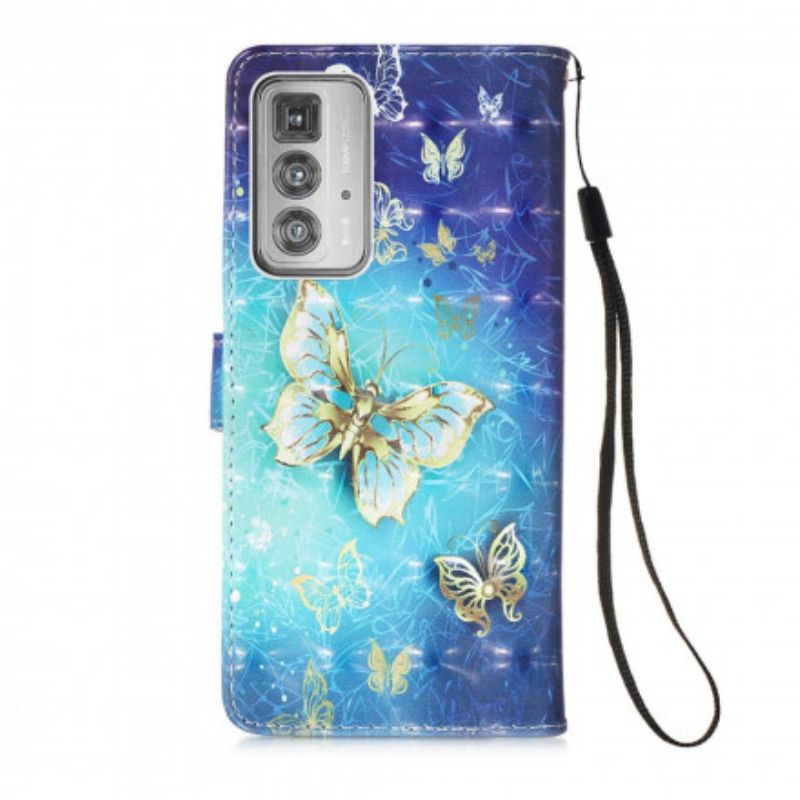 Flip Kotelot Motorola Edge 20 Pro 1001 Golden Strap Butterflies