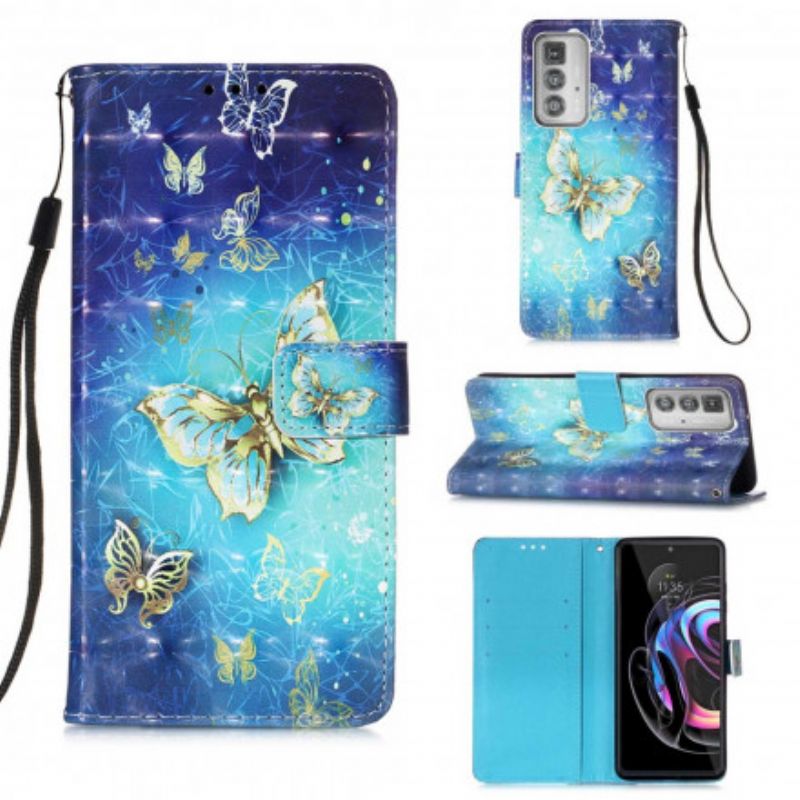 Flip Kotelot Motorola Edge 20 Pro 1001 Golden Strap Butterflies