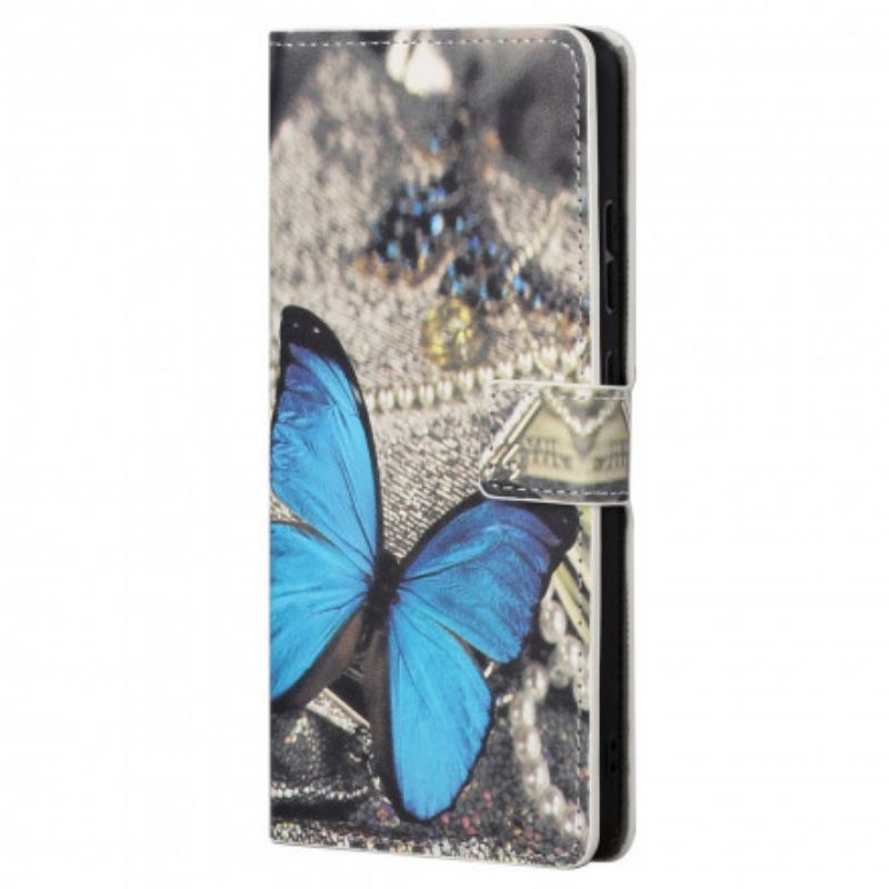 Flip Kotelot Motorola Edge 20 Pro Blue Butterfly Suojakuori