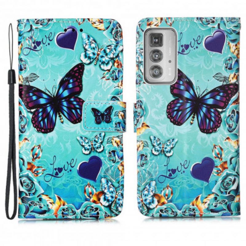 Flip Kotelot Motorola Edge 20 Pro Love Butterflies Strappy