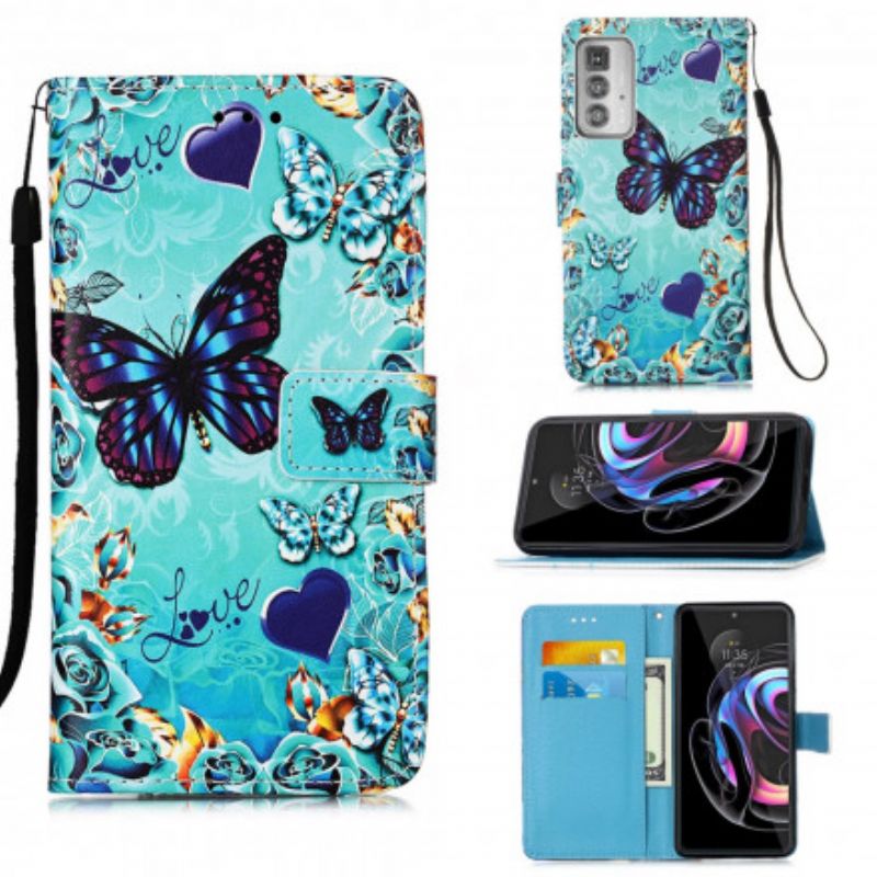 Flip Kotelot Motorola Edge 20 Pro Love Butterflies Strappy