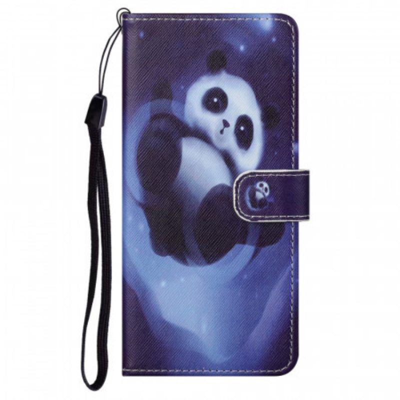 Kotelot Moto G71 5G Suojaketju Kuori Panda Space Kaulanauhalla