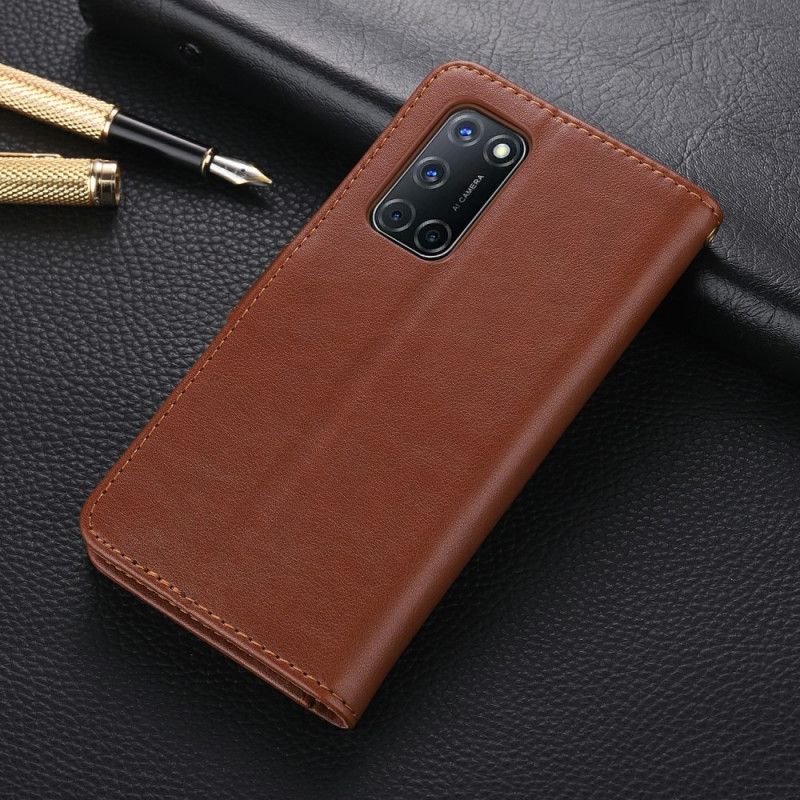 Flip Case Oppo A72 Ruskea Musta Nahan Tekonahka