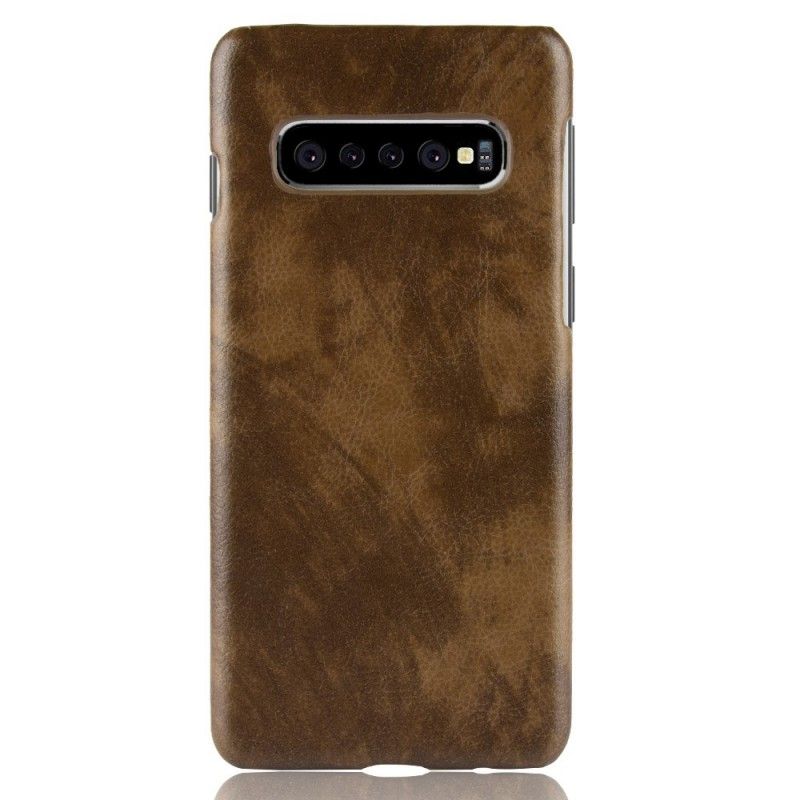 Case Kuoret Samsung Galaxy S10 Plus Harmaa Musta Puhelinkuoret Litsi Nahkaa