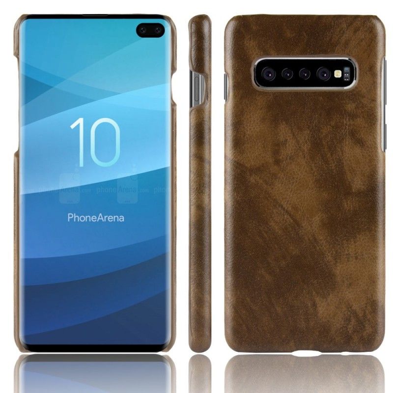 Case Kuoret Samsung Galaxy S10 Plus Harmaa Musta Puhelinkuoret Litsi Nahkaa