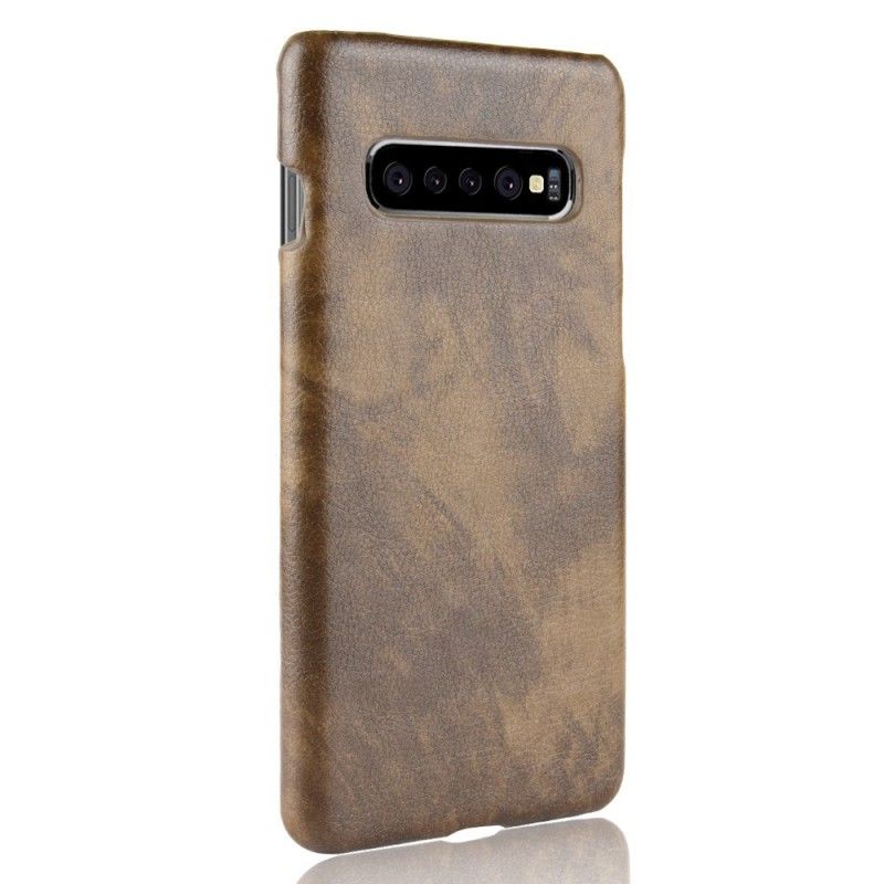 Case Kuoret Samsung Galaxy S10 Plus Harmaa Musta Puhelinkuoret Litsi Nahkaa