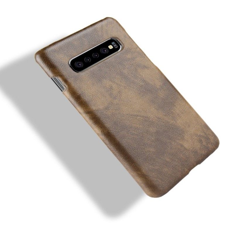 Case Kuoret Samsung Galaxy S10 Plus Harmaa Musta Puhelinkuoret Litsi Nahkaa