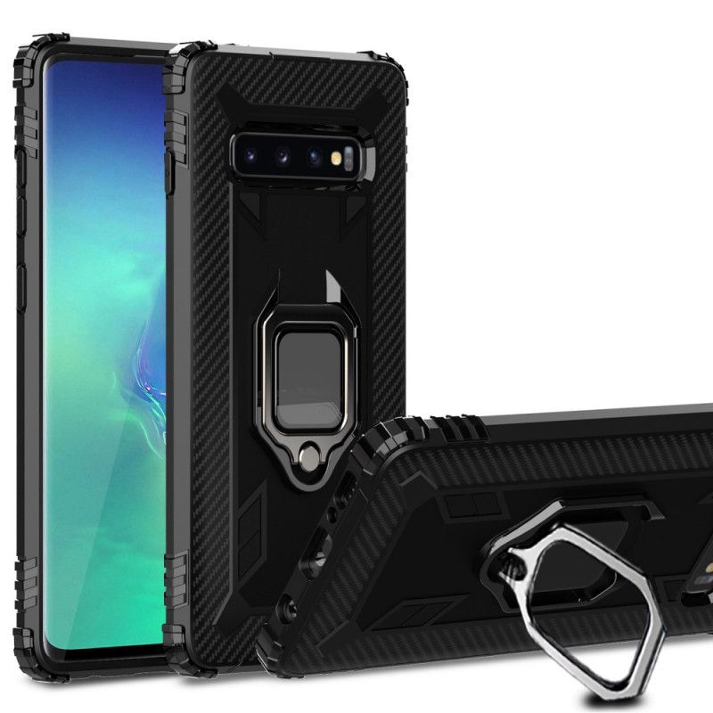 Case Kuoret Samsung Galaxy S10 Plus Musta Puhelinkuoret Rengas Ja Hiilikuitu