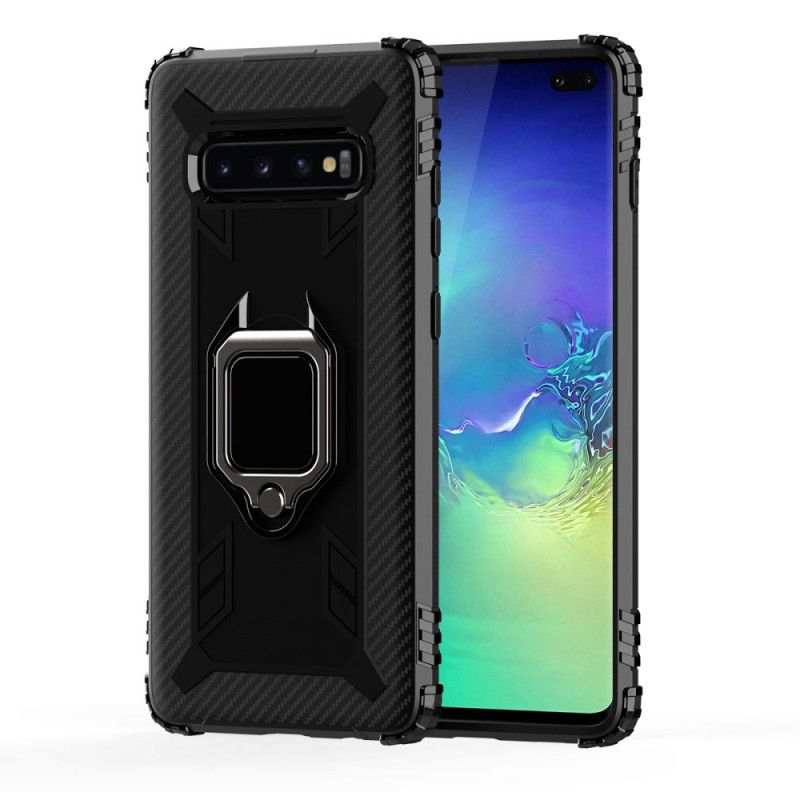 Case Kuoret Samsung Galaxy S10 Plus Musta Puhelinkuoret Rengas Ja Hiilikuitu