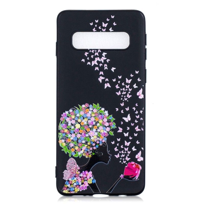 Case Kuoret Samsung Galaxy S10 Plus Puhelinkuoret Nainen. Jolla On Kukallinen Pää