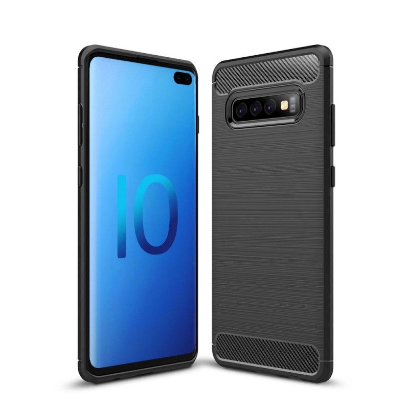 Kuori Samsung Galaxy S10 Plus Punainen Musta Harjattu Hiilikuitu