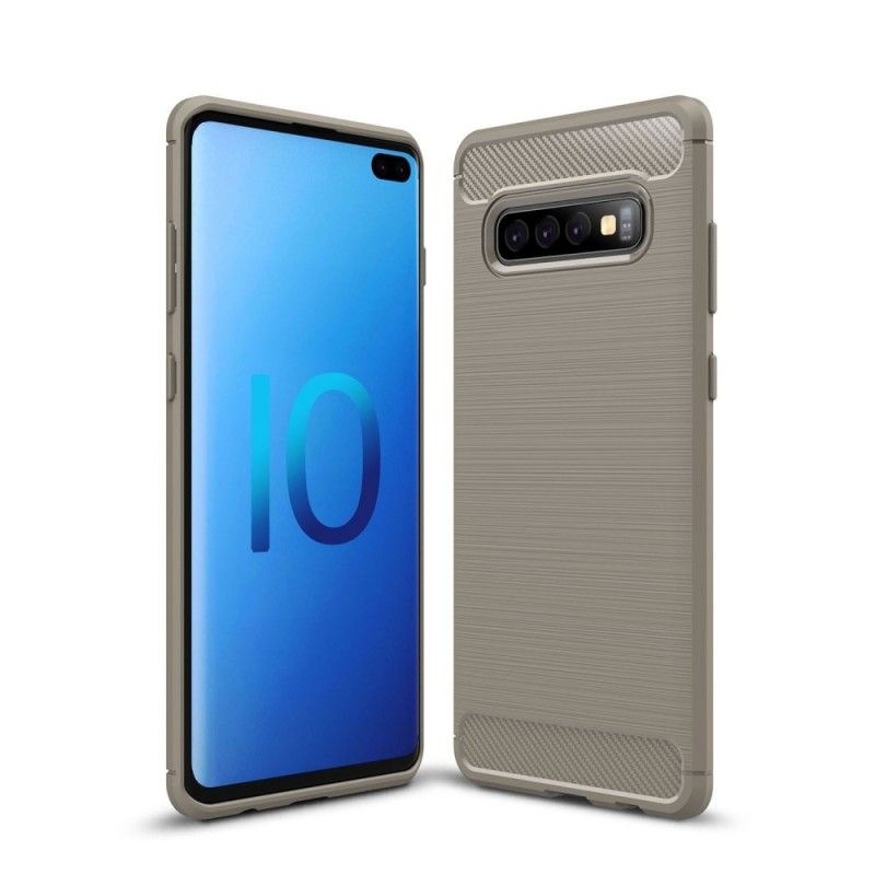 Kuori Samsung Galaxy S10 Plus Punainen Musta Harjattu Hiilikuitu