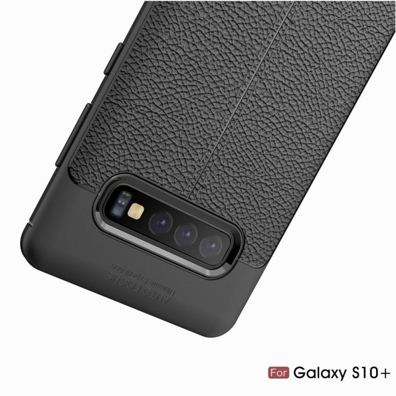 Kuori Samsung Galaxy S10 Plus Punainen Musta Kaksilinjainen Litsi Nahkaa