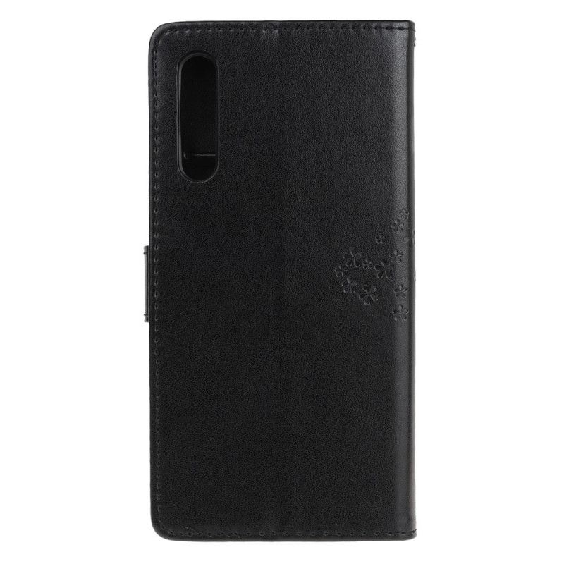 Flip Case Huawei P Smart S Harmaa Musta Puu Ja Remmi Pöllöt