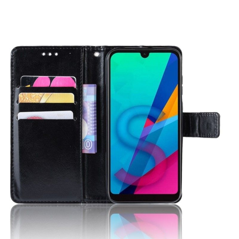 Flip Case Huawei Y5 2019 Kahvi Musta Räikeä Tekonahka