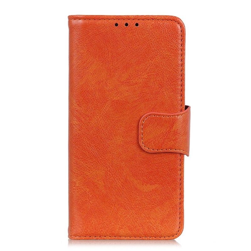 Flip Case Huawei Y5 2019 Oranssi Musta Kiiltävä Nahkaefekti