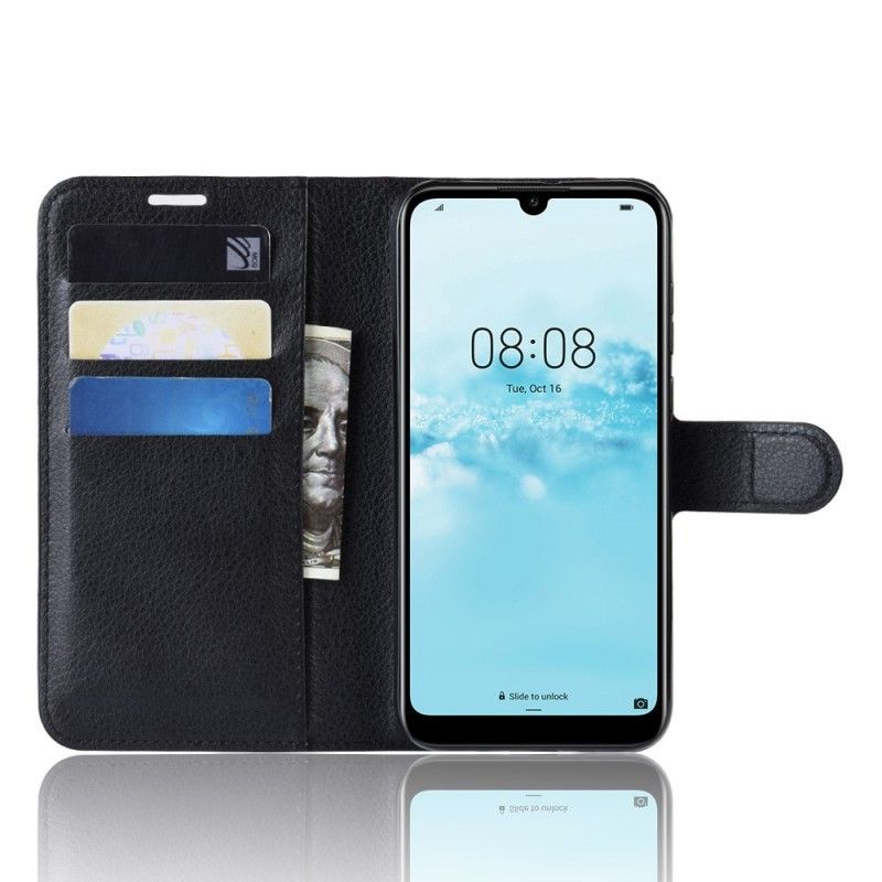 Flip Case Huawei Y5 2019 Valkoinen Musta Retro Litsi